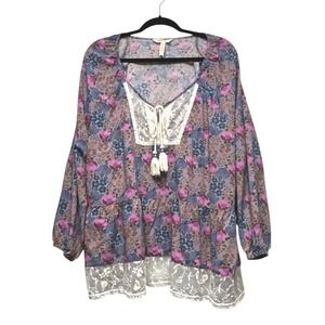 Matilda Jane Sew Perfect Peasant Top XXL Lace Tassel Tie Bohemian Chic Milkmaid